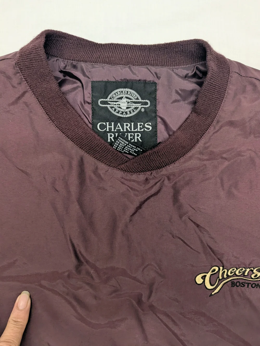 Cheers Boston Pullover Nylon Windbreaker Burgundy men's XL TV Citcom 80s